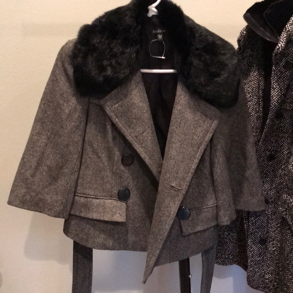 Bebe new without tag tweed and fur coat
